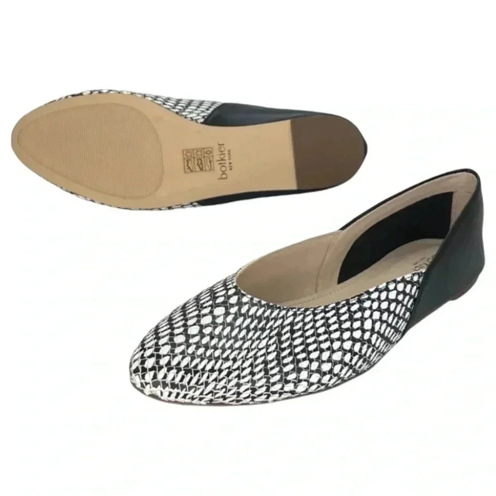 Botkier Britt Womens Flats 5.5M Leather Snake Print Slip On